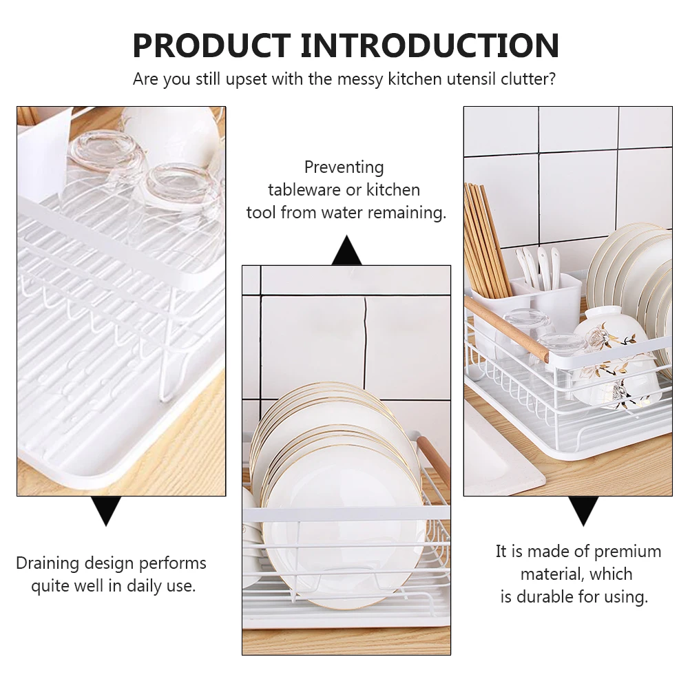 

1pc Iron Dish Rack Kitchen Storage Organizer Rust Resistant Bowl Spoon Stand Drainage Design Cutlery Display Rack