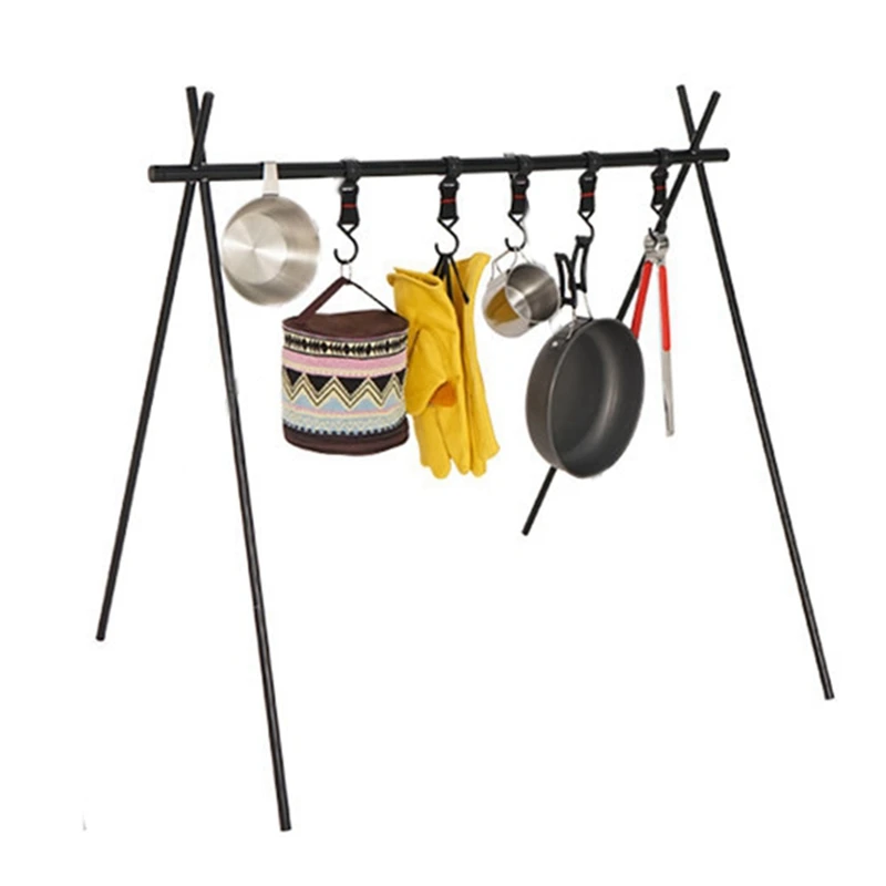 Outdoor Aluminum Portable Camping Rack Folding Ultra-Light Camping Tripod Travel Sundries Hanger