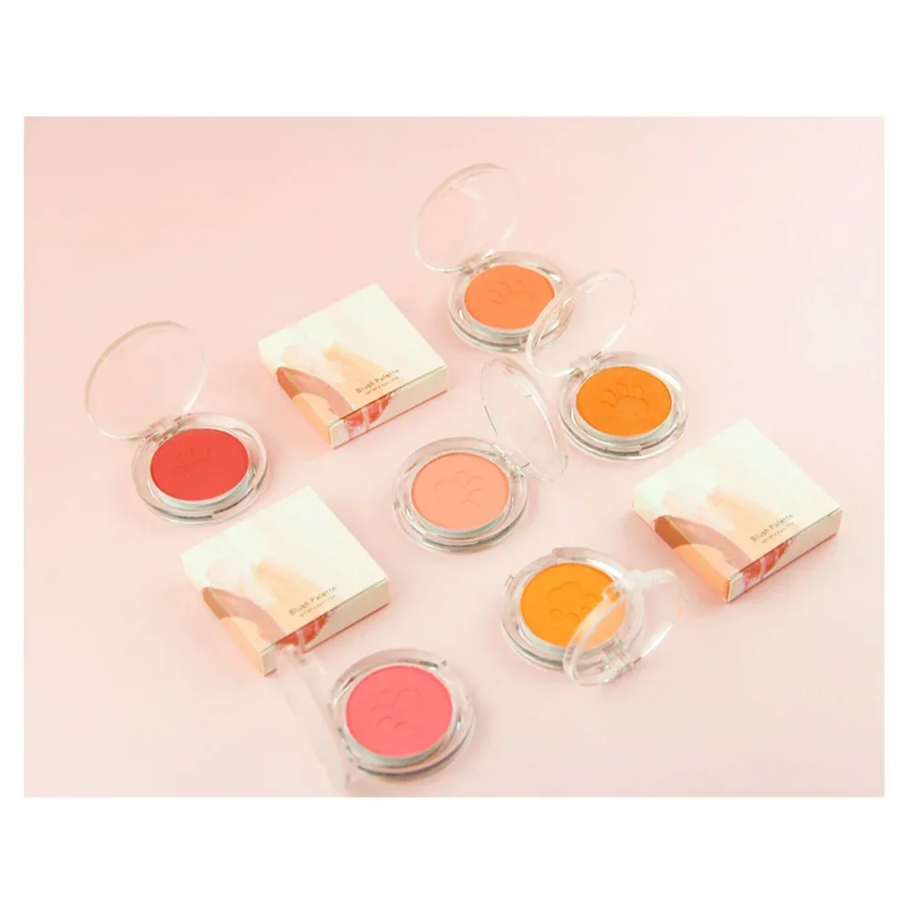 

10 Single Color Private Label Blush Powder Custom Bulk Cute Cat Paw Print Spot Blusher Peach Pink Pigment Cheek Makeup Beauty