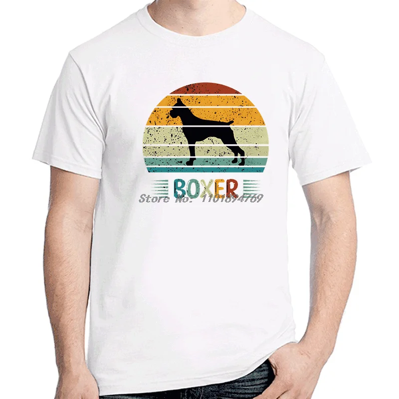 

Funny Boxer Vintage Retro Sunset Graphic Tees Lover Dog T-Shirt Summer Short Sleeve T-Shirts Cotton Mens Print T Shirt
