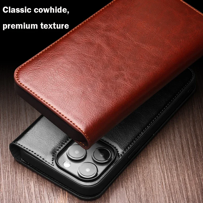 

QIALINO Genuine Leather Flip Case for iPhone 13 Pro Handmade Fashion Business Cover with Card Slots for iPhone 15 Pro Max/15/14