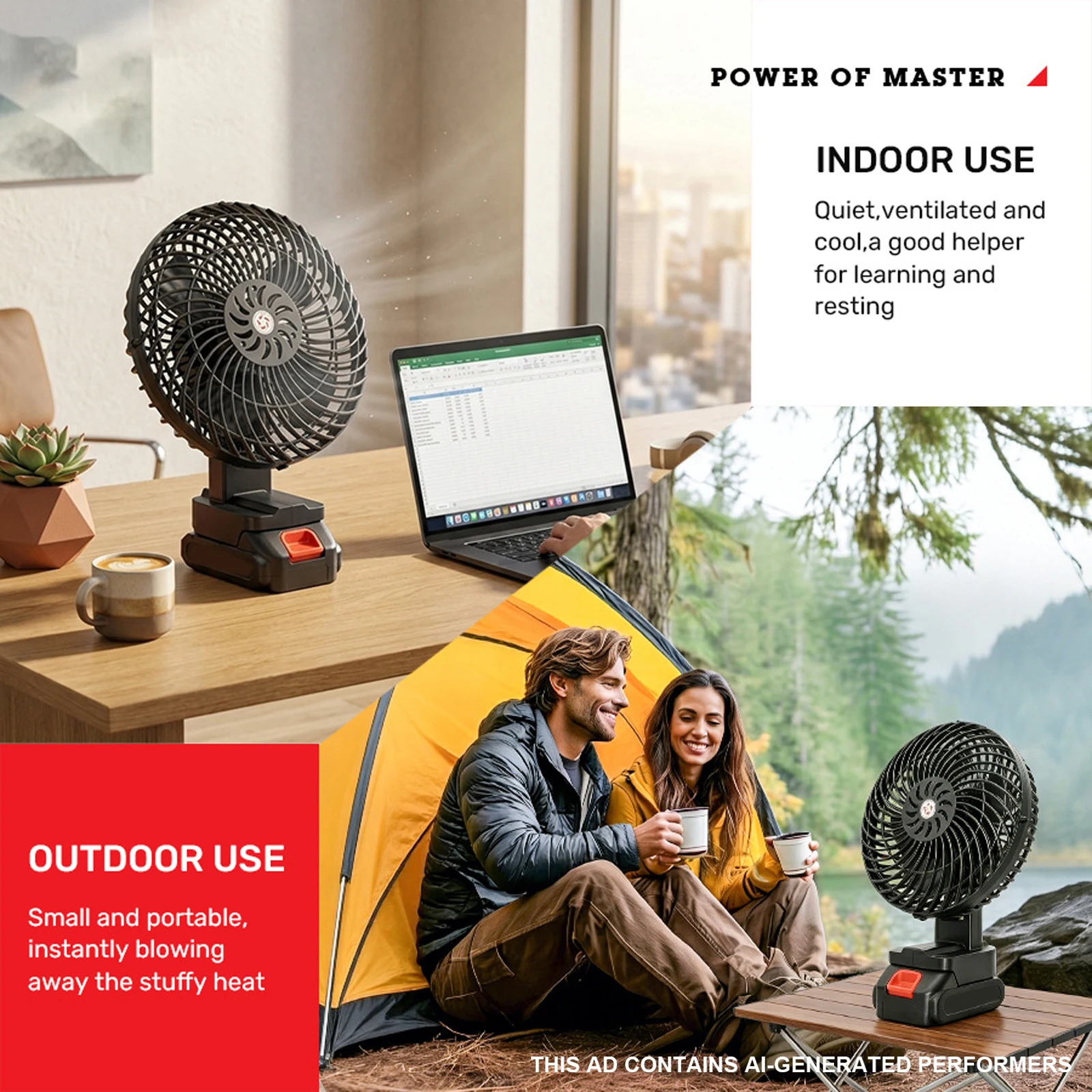 18V 8Inch Rechargeable Wireless Cooler Adjustable Angle Personal Desktop Fan Dual Power Supply Cooling Fans for Home Office Dorm