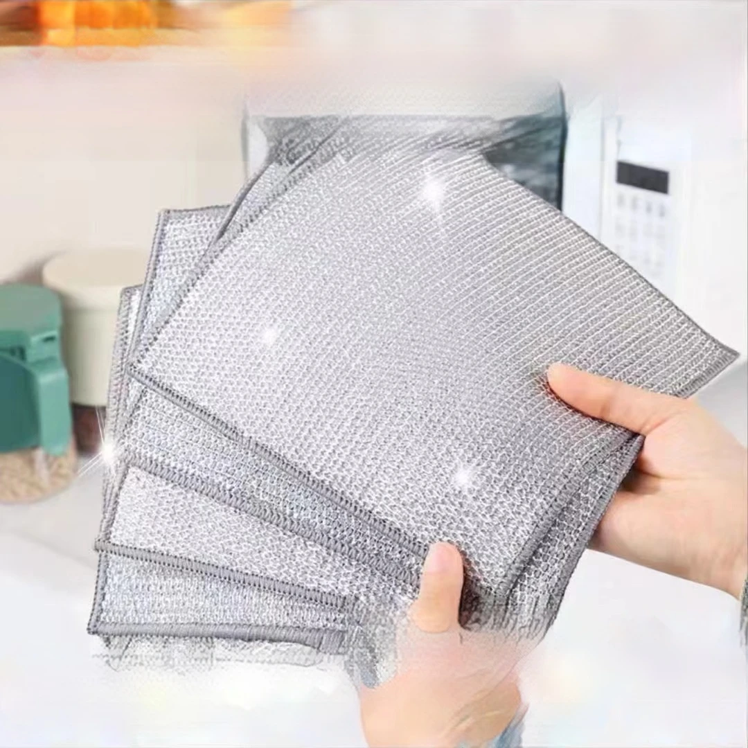 

30-Pack Kitchen Cleaning Cloths, Reusable, Easy to Clean, Non-Stick Oil Stain Dishwashing Towels, Steel Wire Double-Sided Thickened Rags, Kitchen Supplies, Mesh Cleaning Cloths, Scouring Pads