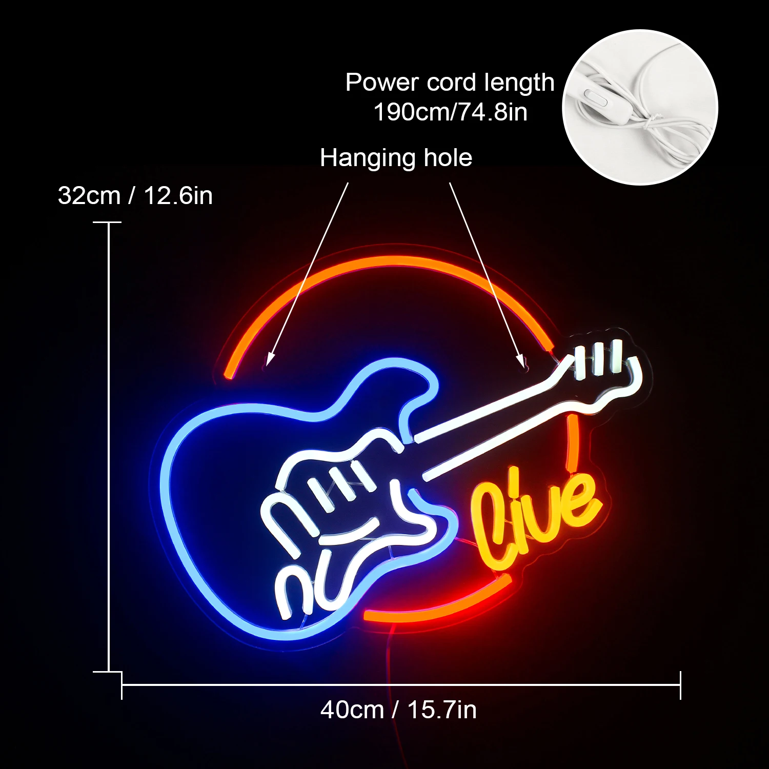 Imagem -04 - Live Guitar Shape Led Neon Lights para Wall Decor Music Signs Art Lights Estúdio Festa Bar Homem Caverna Bar Decor