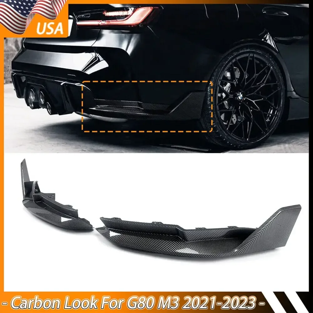 For 2021-2023 BMW G80 M3 Sedan Carbon Fiber Look MP Style Rear Bumper Lip Aprons