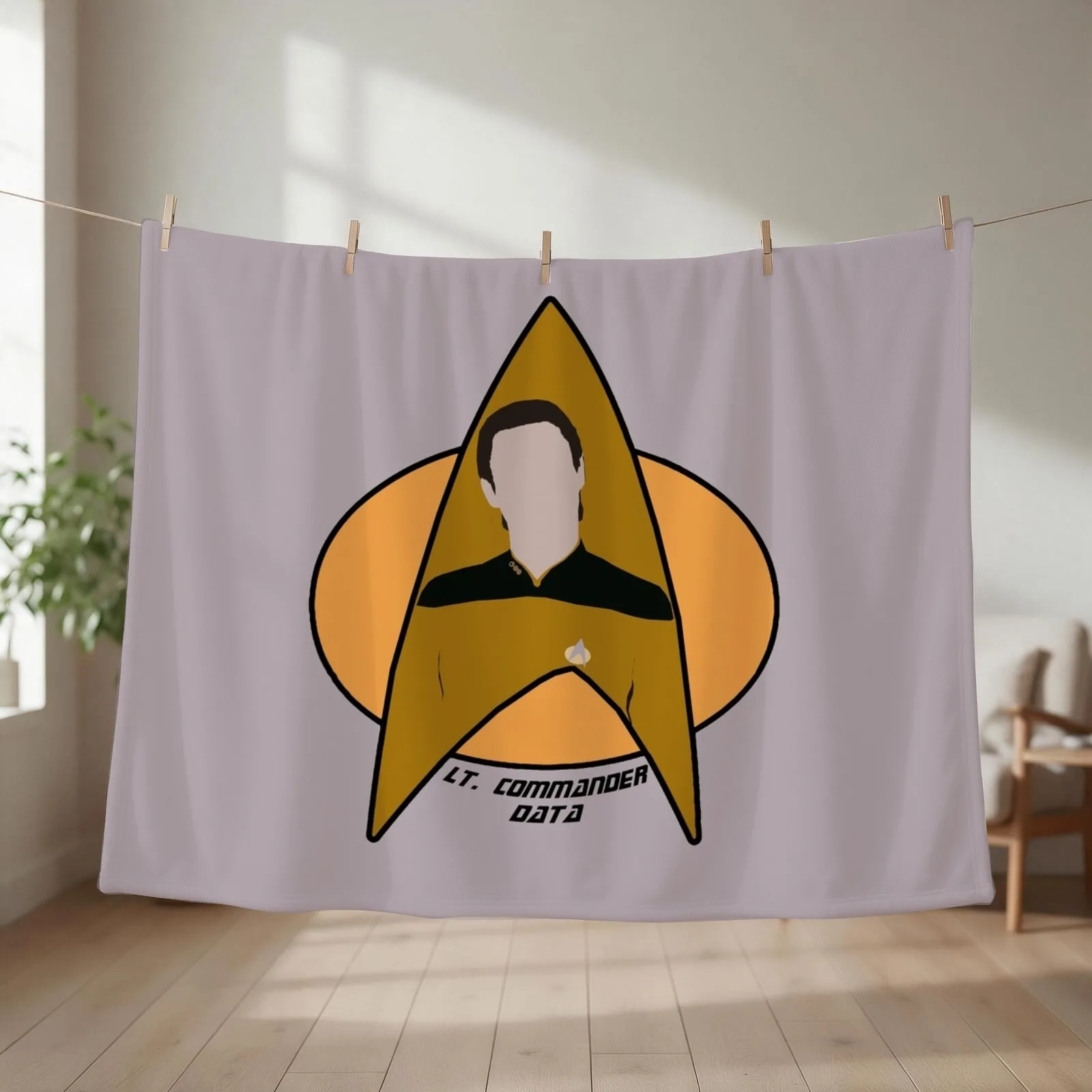 Lt. Commander Data Throw Blanket couch cozy soft plush fuzzy picnic outdoor blanket