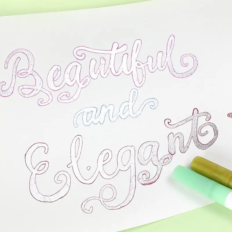 مجموعة أقلام ماركر الخطوط العريضة المزدوجة ، أقلام الكتابة والرسم ، بريق ، لامع ، DIY بها بنفسك ، الحرف الفنية