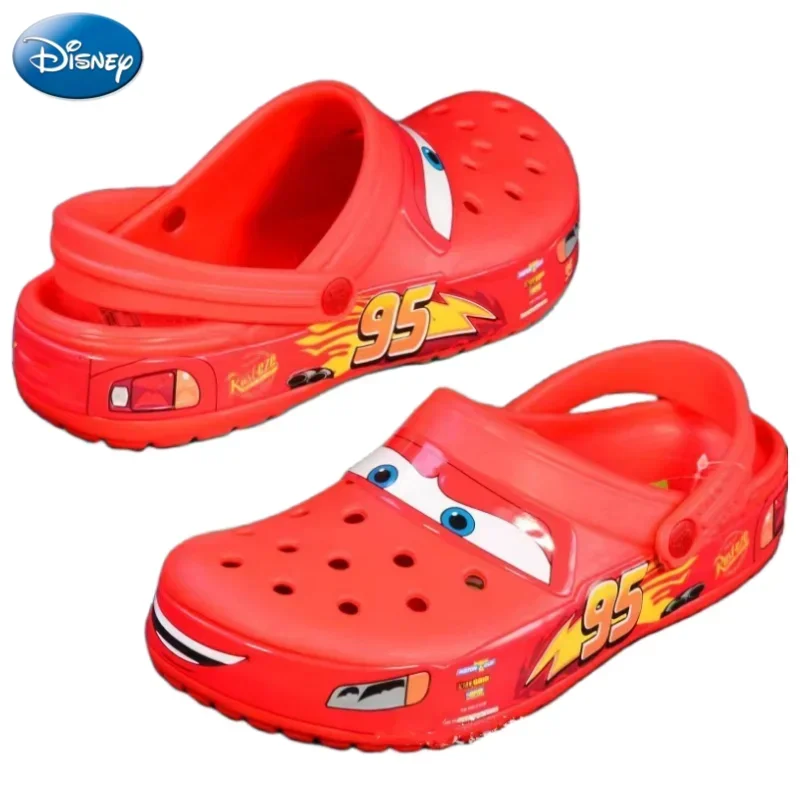 Disney Lightning McQueen Cartoon Baotou Sandals Cartoon Cute Personality Children\'s Anti-Slip Slippers Couple Beach Crocs