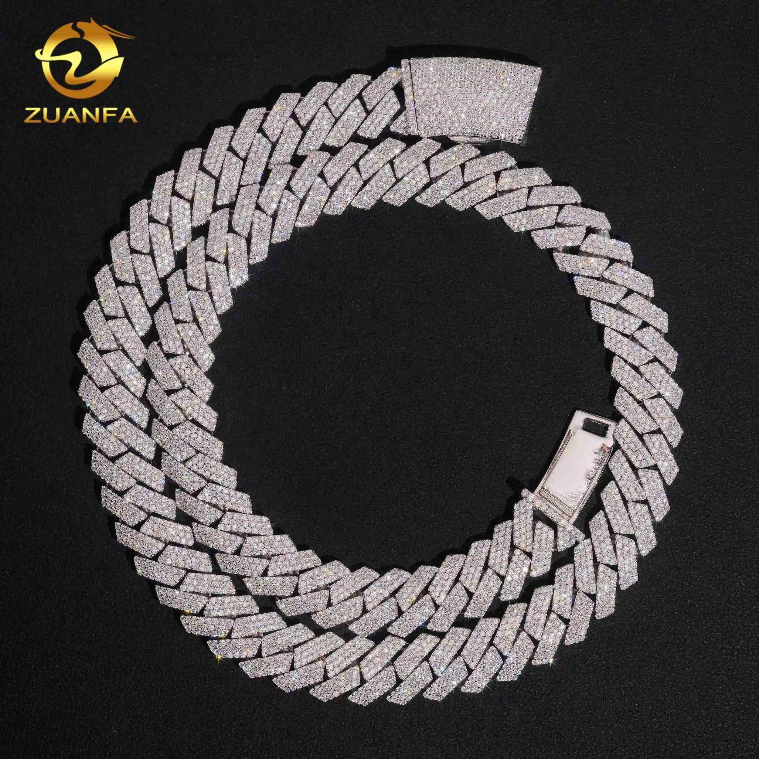 Cheaper Version 13mm Cuban Chain VVS Moissanite GRA Certified 925 Miami Cuban Link Chain Necklace，