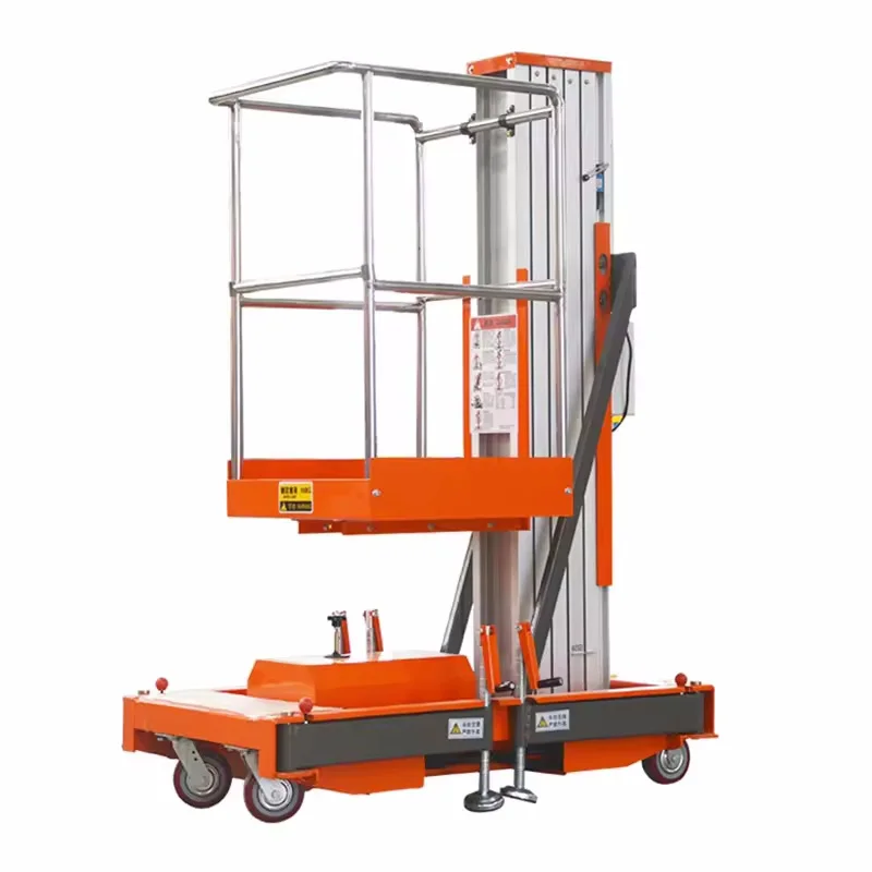 Outdoor Elevators Lift 4-12 Meters Portable Lifting Platform Single Mast Light Aluminum Manual Lift