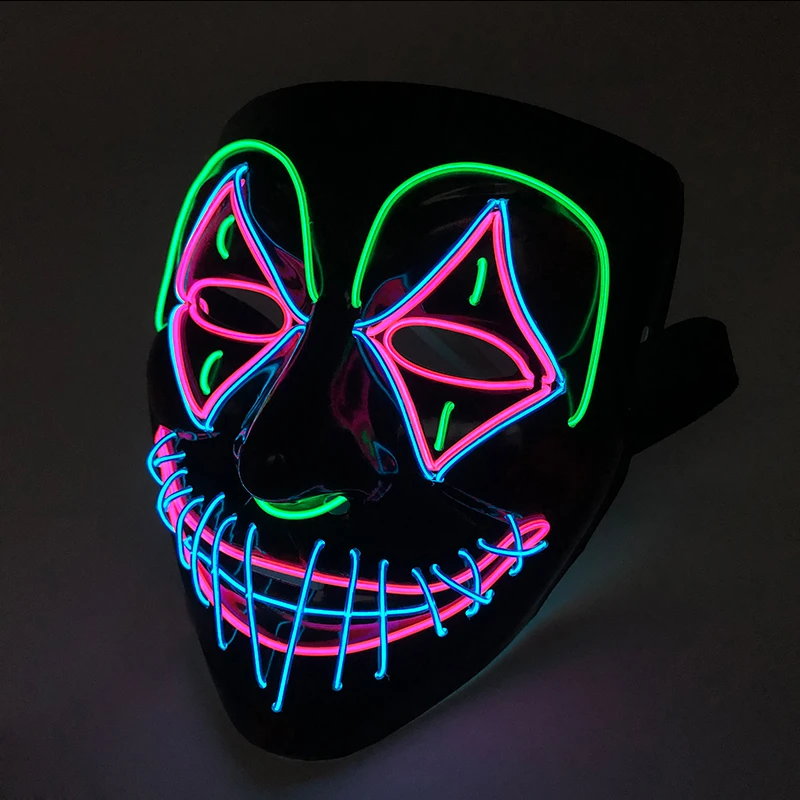 LED Killer Maske Halloween Tanz Gruseliges Thema Party Cosplay Kostüm Requisiten LED Double Star Eyes Maske Leuchtende bunte gruselige Maske