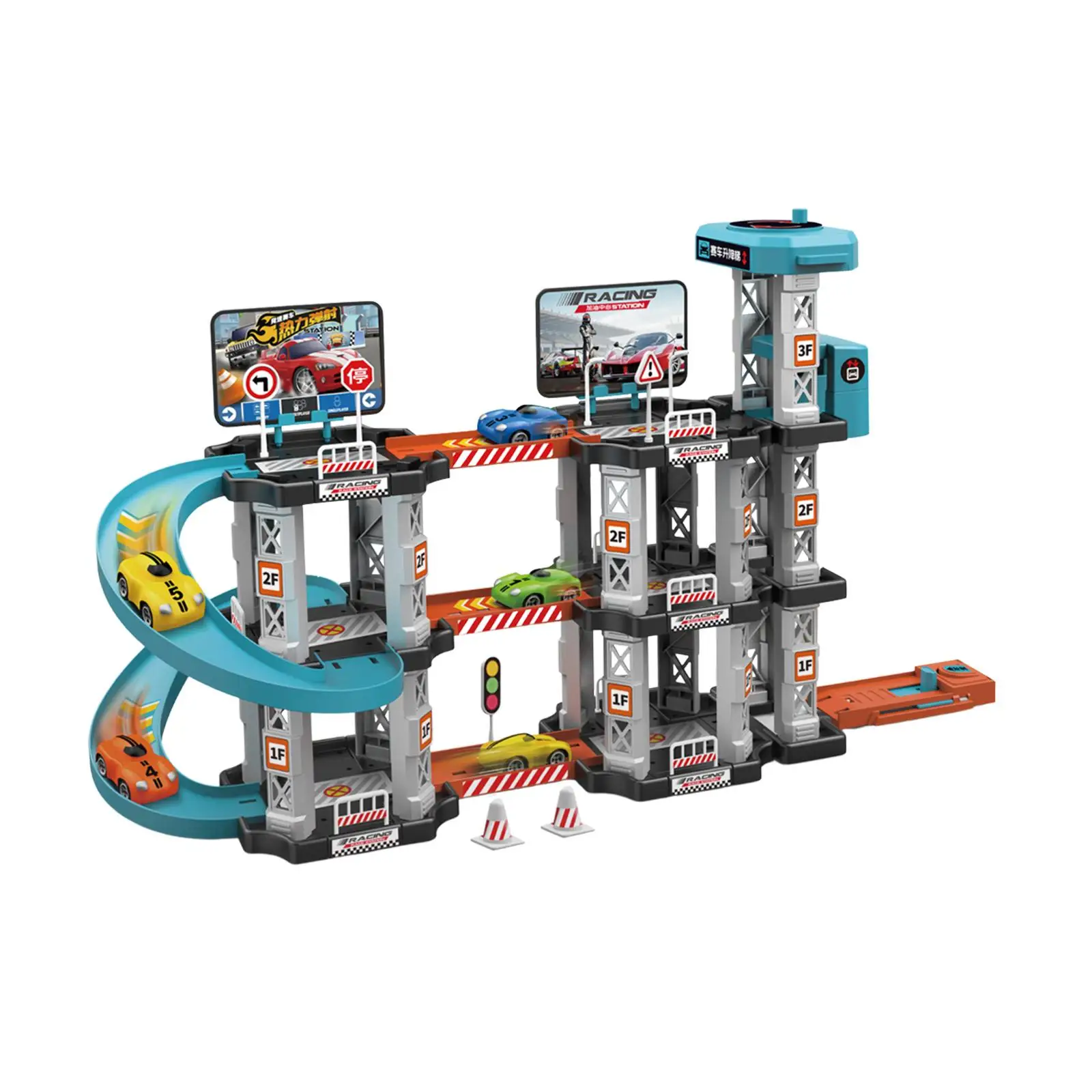 Bricolage assembler piste course voiture jouet motricité Fine Playset véhicules pour enfant 62 pièces
