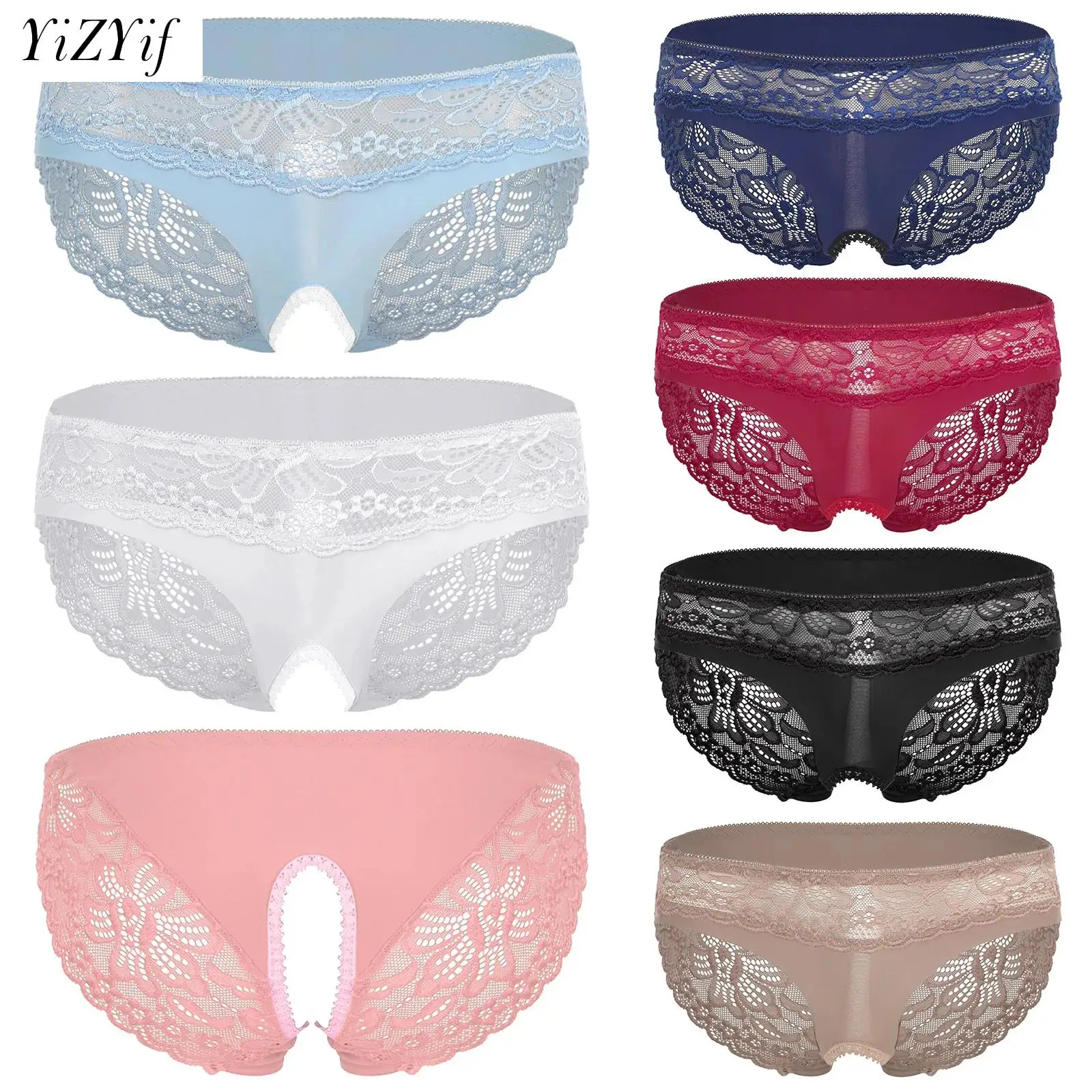 

Sissy Sexy Exotic Men Pouch Panties Men Hipster Crotch Opening Butt Flaunting Lace Panty Lace Bikini Briefs Lingerie Underwear