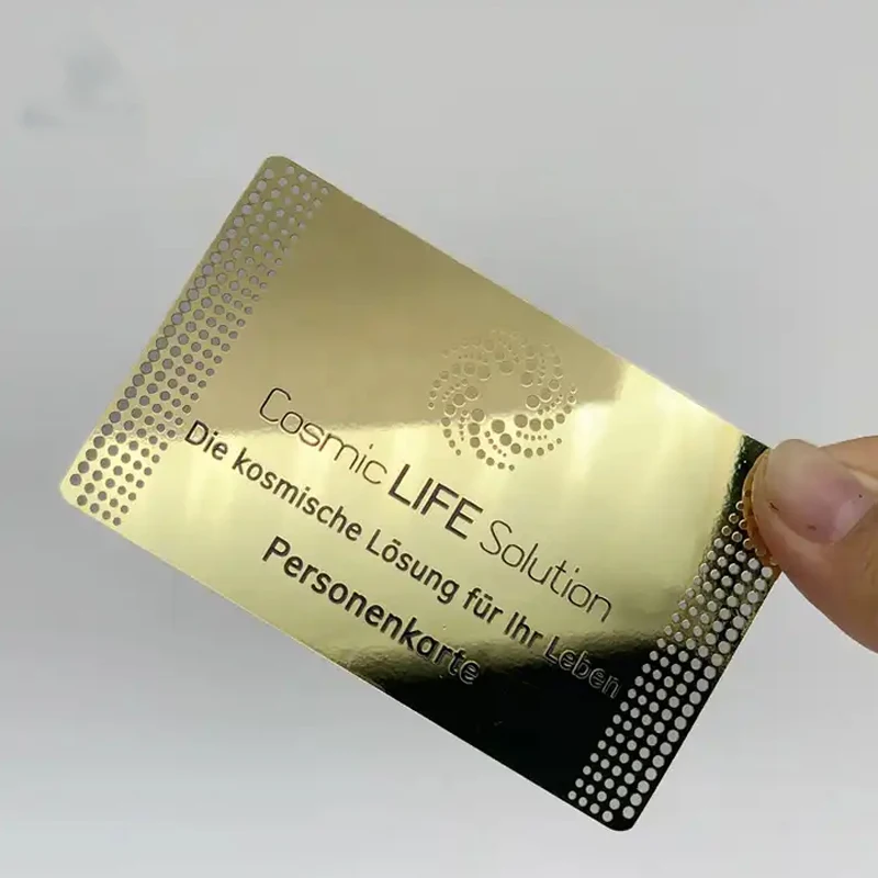 Customized product、Hot!!! 2024 Oem Leaser Engraved Gold Plated Metallic Business Card Stainless Steel Gold Mirror Vip Metal Card