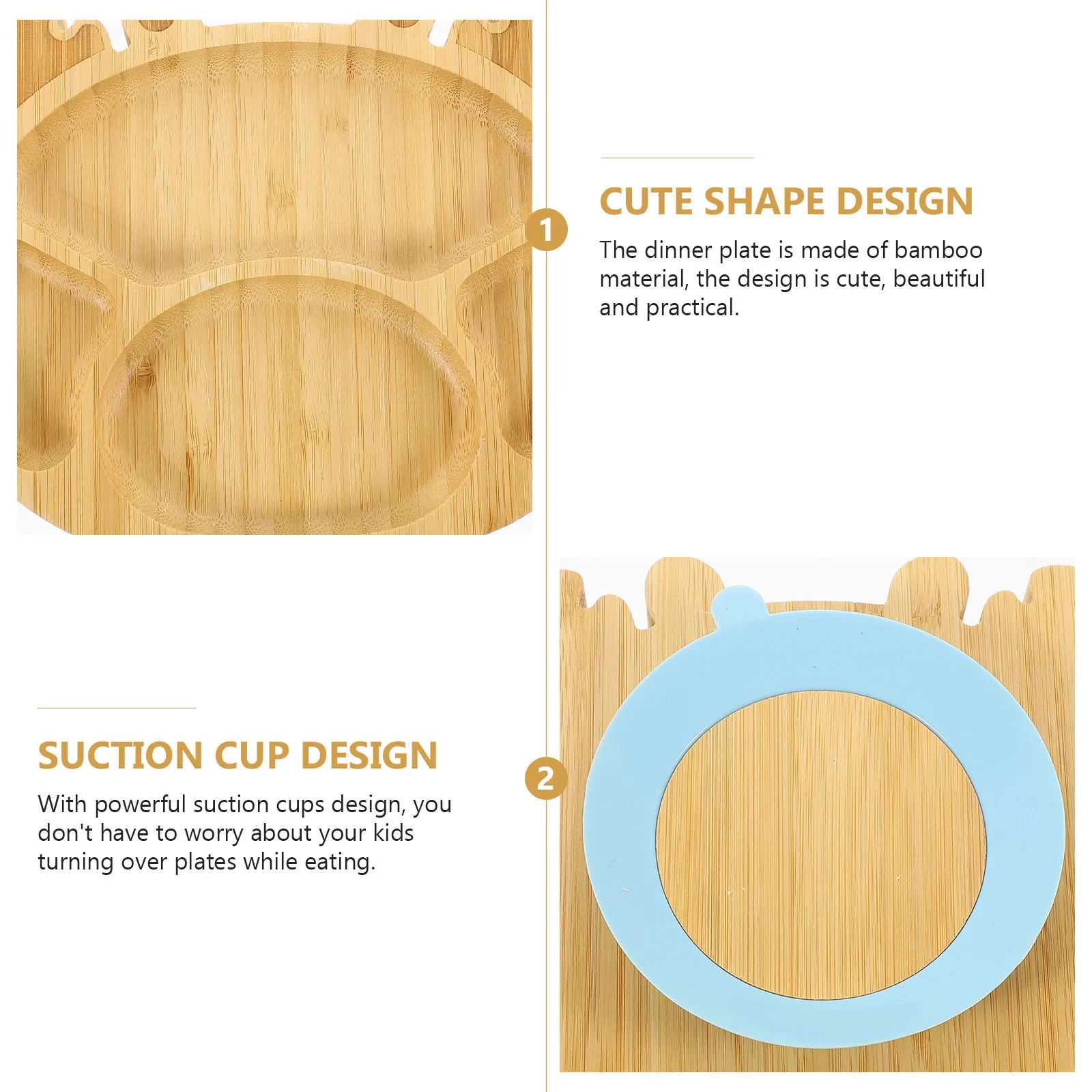 

Набор детских тарелок с присоской, прочное нескользящее крепление, бамбуковая тарелка с милым дизайном для детского питания, закусок, салатов, десертов