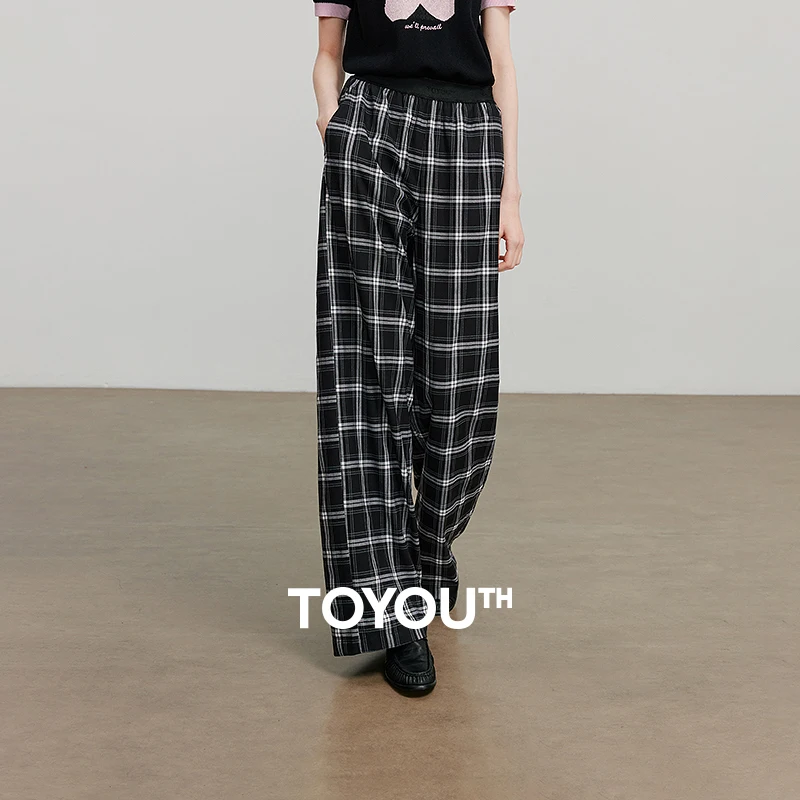 

TOYOUTH женские повседневные летние 2023 новые прямые широкие длинные брюки 8527024