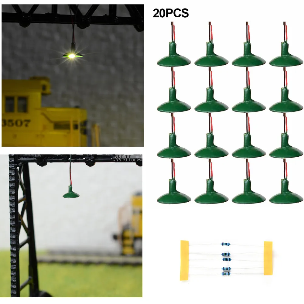 20Pcs OO/HO Scale Street Light Model Wall Lamp Post Led Ceiling Lights Landscape Decor Diy Hanging Lamps For Decoration Ornament