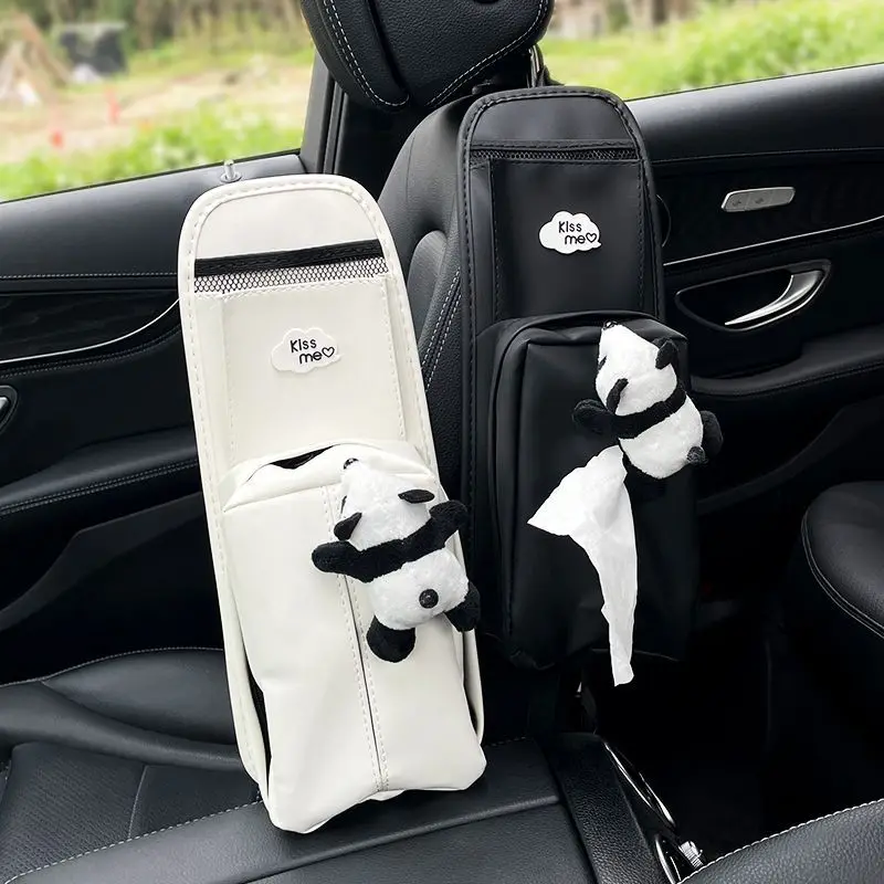 

Car Mounted Paper Drawer Car Cute Cartoon Panda Seat Side Storage Hanging Bag Multi-functional Tissue Box Car for Women