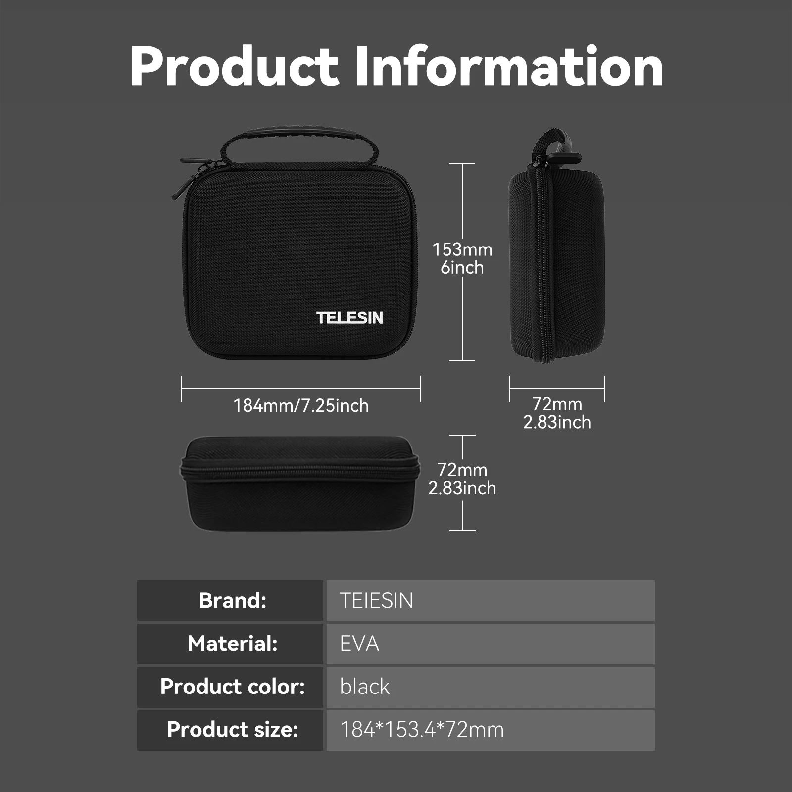 TELESIN Protective Bag For DJI Pocket 3 Carrying Bag Waterproof Storage Box Portable Handbag For DJI Pocket 3 Accessories