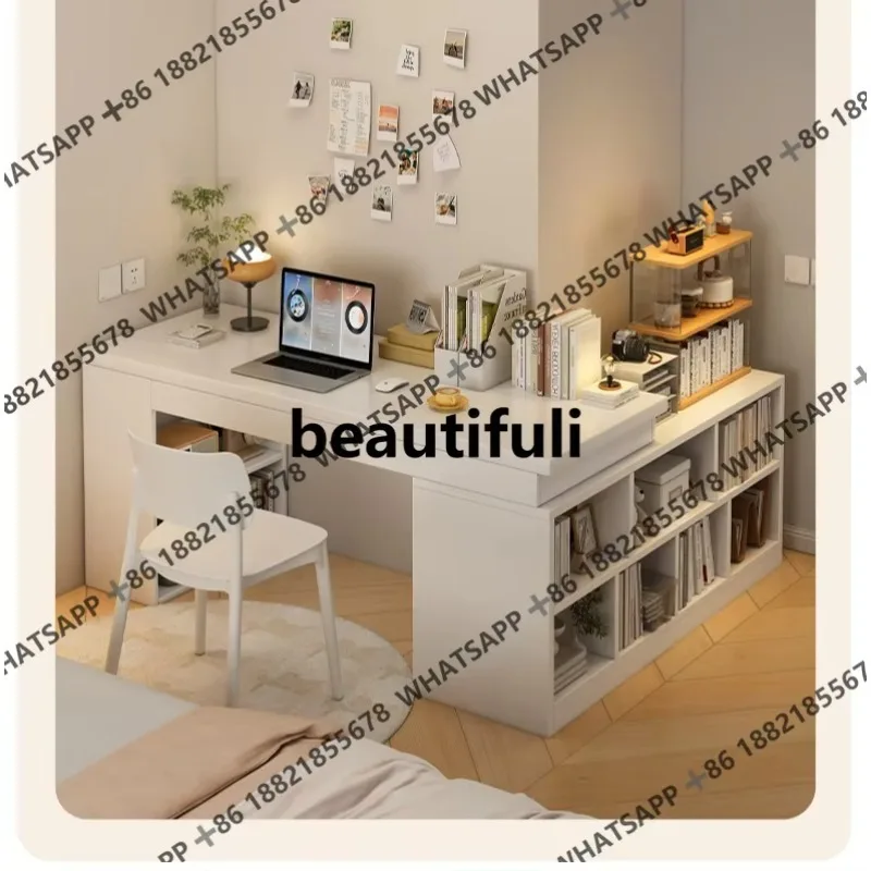 

H Computer desk corner desk home study table bedroom dresser simple storage rotating bookshelf