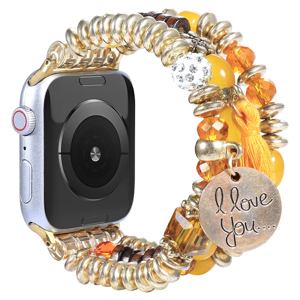 Bracciale con perline da 20mm per Samsung Galaxy Watch 7/ Watch FE/ Watch 6 & 5 Pro /Watch 4 cinturino classico cinturino elegante da 20mm per donna