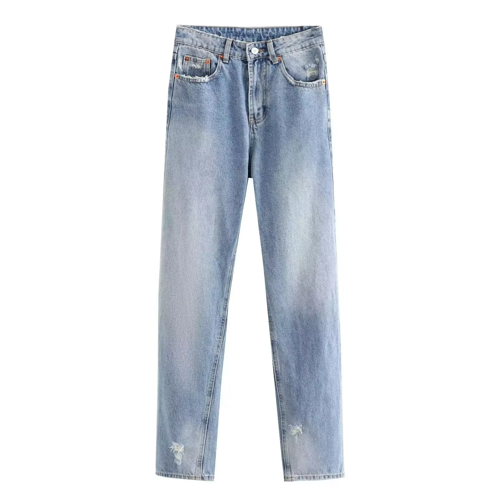 

Withered 2026 Summer New European And American Style Lazy Fashionable Loose Comfortable Leg Hole Decorative Jeans
