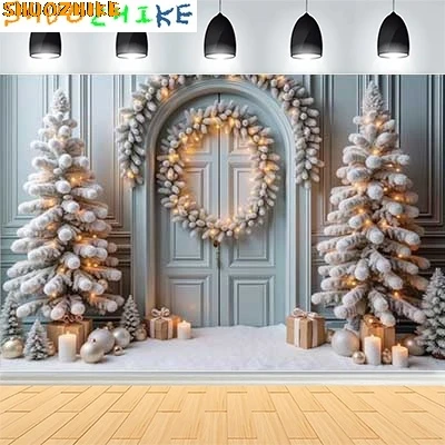 

Christmas Day New Year Party Photography Backdrops Prop Window Living Room Interior Xmas Tree Snow Theme Photo Background FN-56