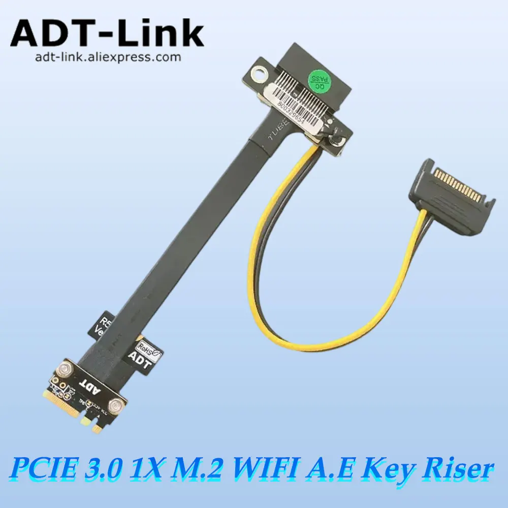 ADT-Link PCIe 3.0 X1 to M.2 Key A.E WiFi NGFF Riser Riser Extender Adapter Gen4 Cable AE Key A E For PCIE 4.0 x1 x4 x8 M2 Card