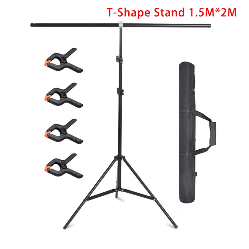 

1.5m/5ft Wide Crossbar 2m/6.5ft Tall T Form Backdrop Stand Support Adjustable Background Kit For Photography/parties Decorate