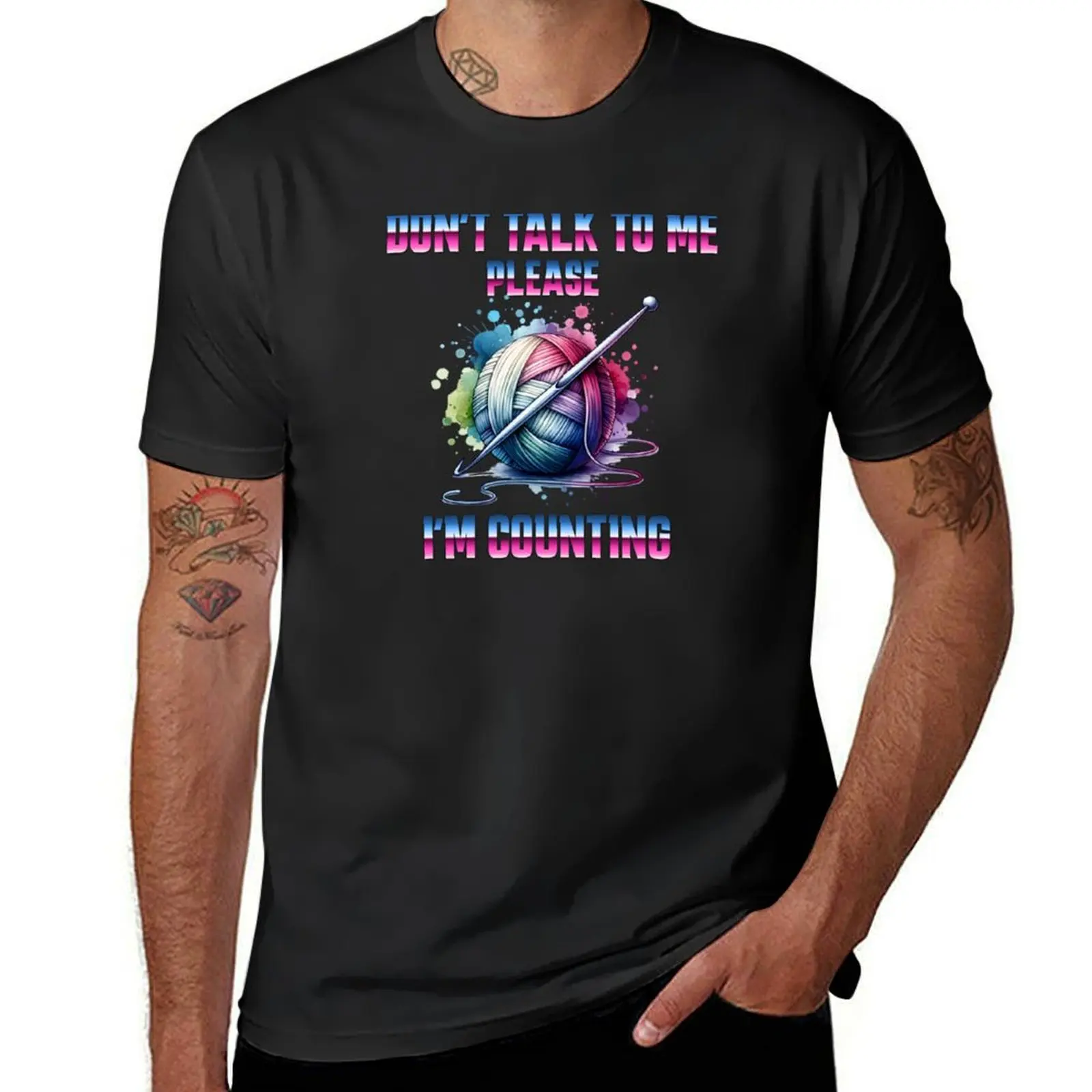 Don't Talk to Me Please; I'm Counting; Crochet T-Shirt tops heavyweights mens champion t shirts