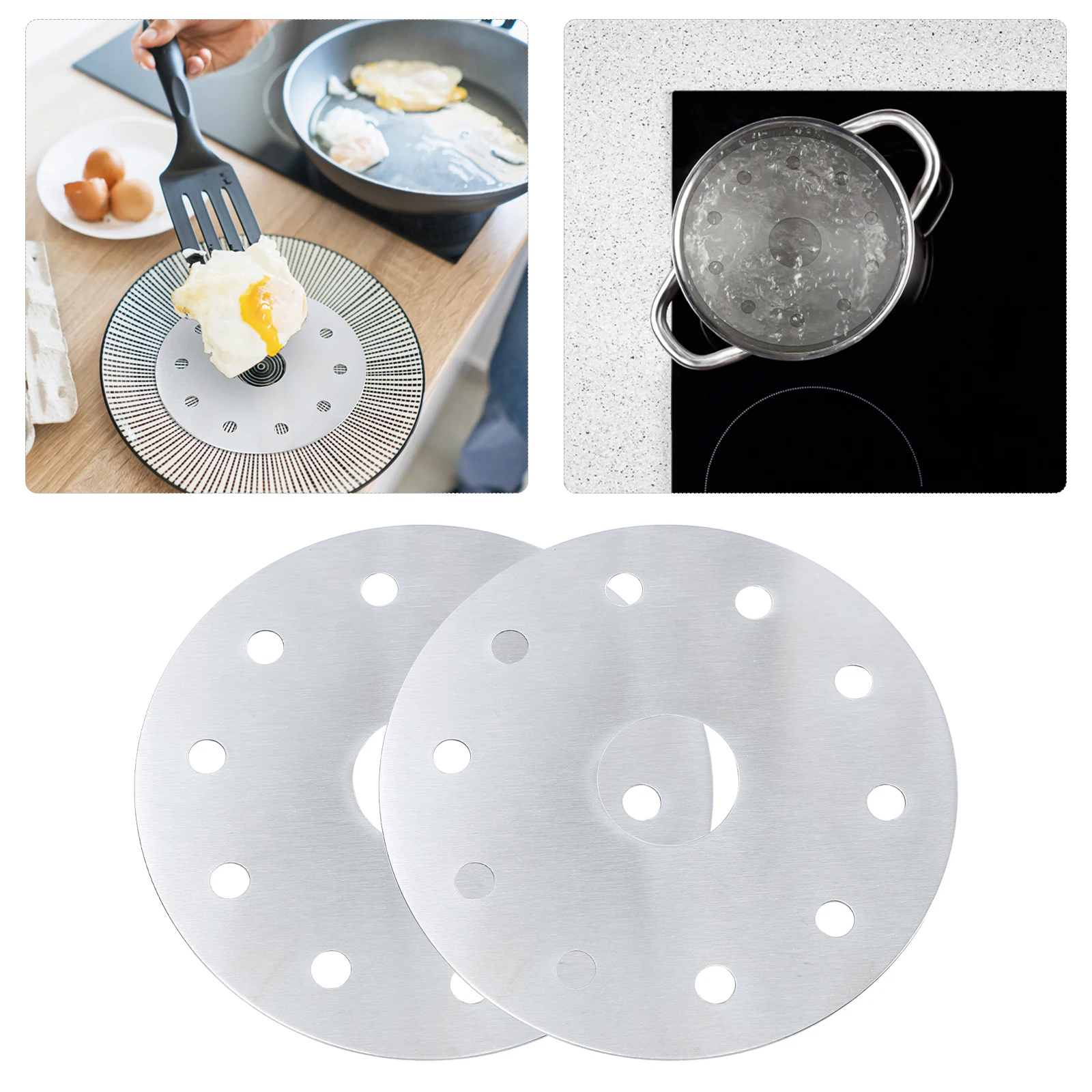 2pcs Stainless Steel Heat Conductor for Casserole Induction Cooker Diffuser Sheet Glass Hob Adapter Cookware Parts