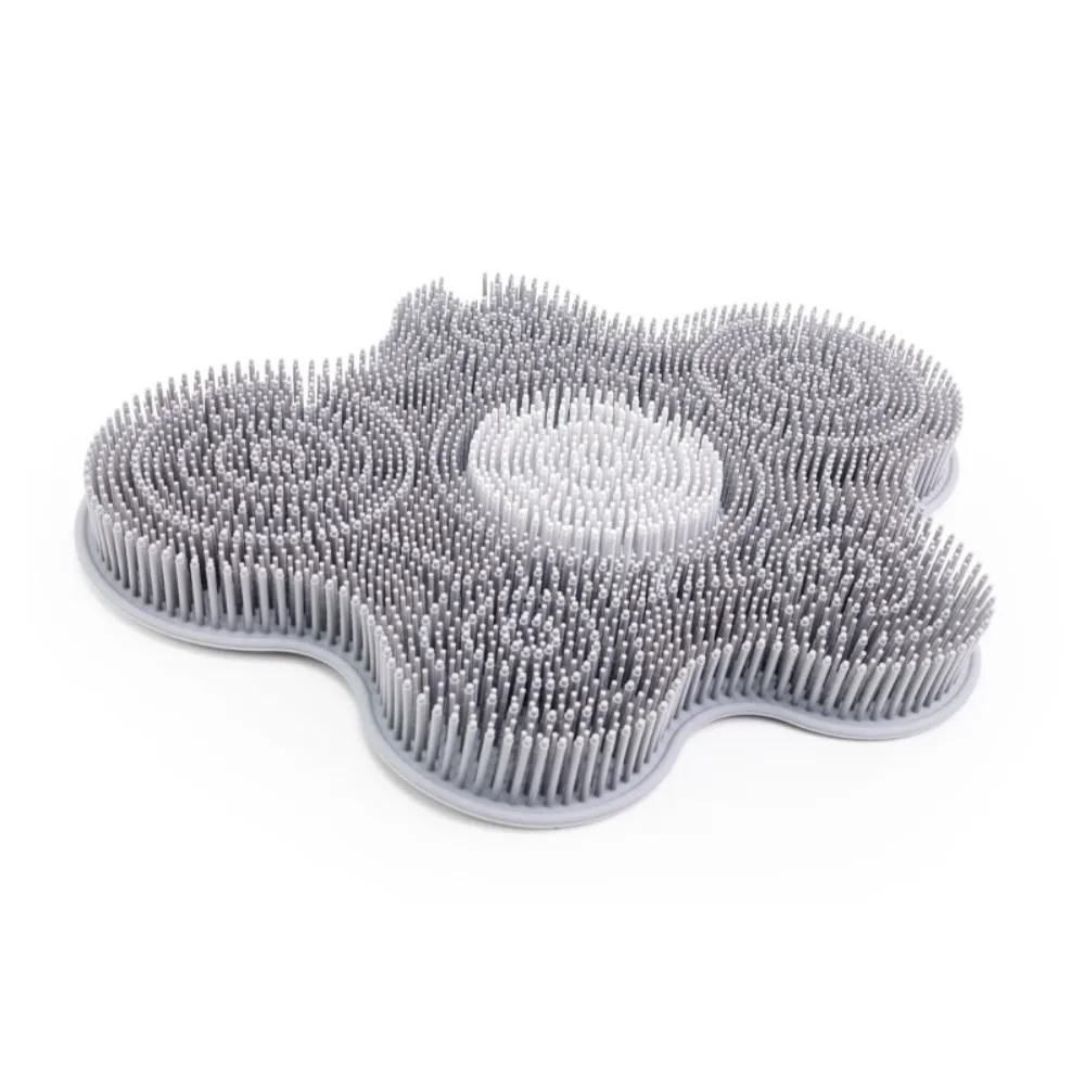 Flower Shape Shower Foot Scrubber Mat with Non-Slip Suction Cups Cleaner Brush to Exfoliate and Massage Back Exfoliating Cleaner
