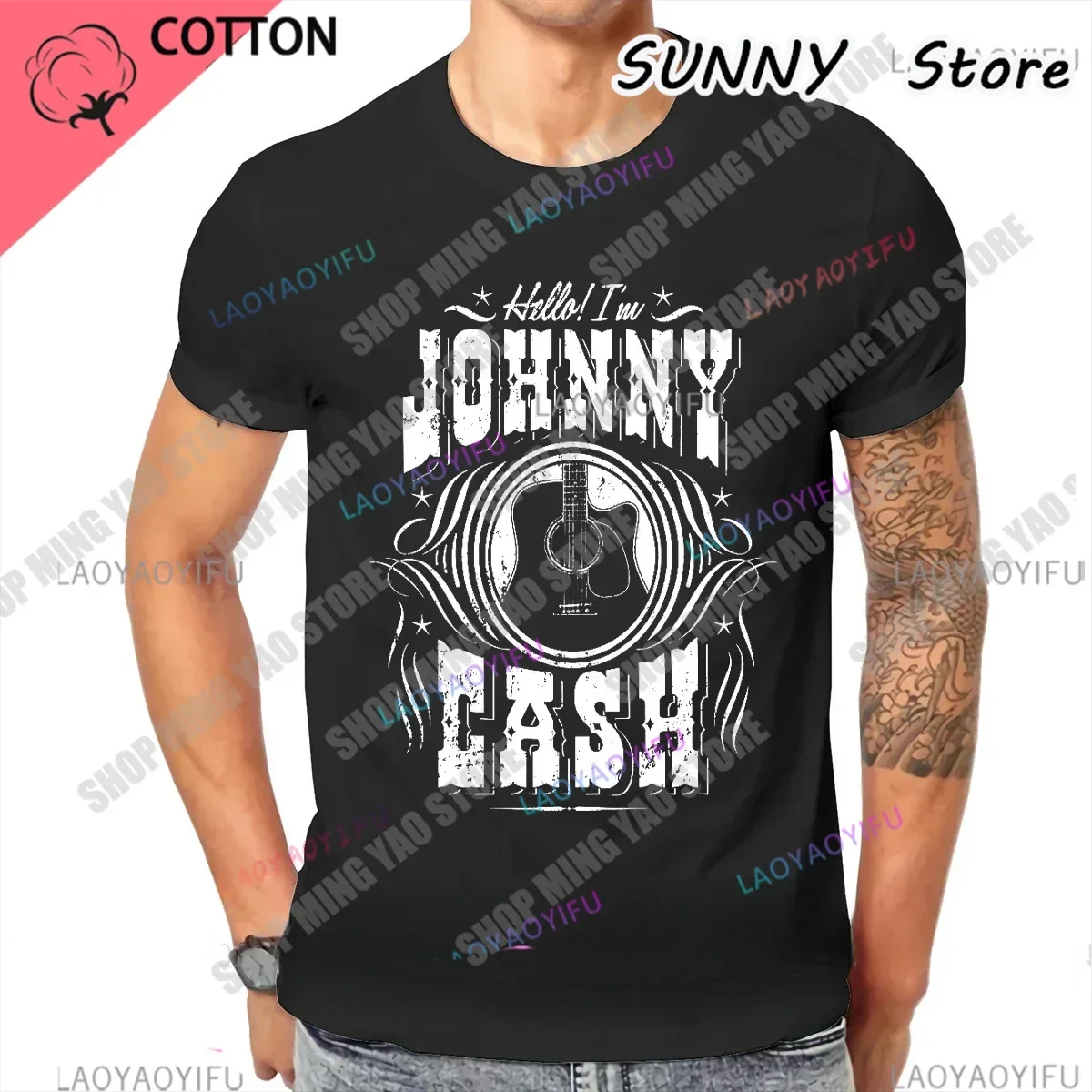 Summer Funny man Vintage print tshirs Cash T Shirt For Men Women Johnny Classic Legend Money Music Man Black And White teeshirt