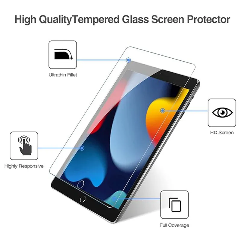 2 Stück gehärtetes Glas Displayschutzfolie für iPad 10.2 9.7 10. 5 10.9 Pro 11 Neues iPad 10 9 8 7 6 5 Air 4 3 2 2020 2021 2022 – Detail 4
