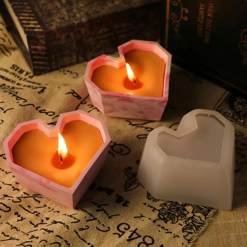 Heart Shaped Silicone Mold Heart Shape Candle Cup Making Set Non-stick Silicone Molds Art Craft Supplies Flower Pot Mold For