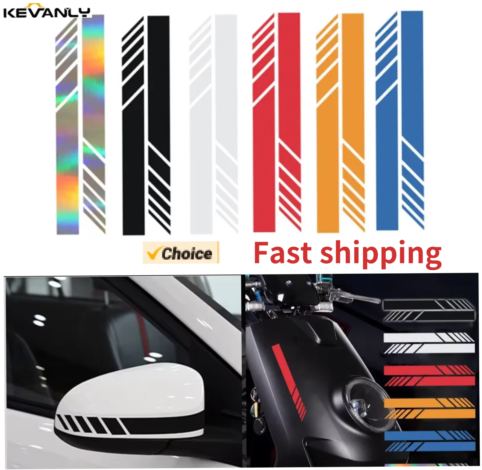 

Motorcycle Style Stripe Car Sticker Rearview Mirror Reflective Decoration Fashion Waterproof Sticker Exterior Aoto Accessories