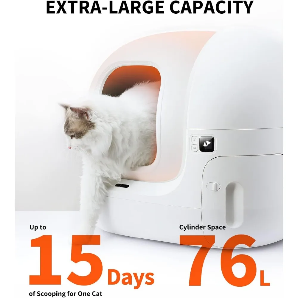 Self Cleaning Cat Litter Box PuraMax Cat Litter Box for Multiple Cats Odor Removal Automatic Cat Litter Box Includes Trash Bags