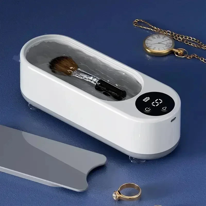 Jewelry Vibration Non-Ultrasonic Cleaner with Digital Display Wireless Portable Cleaner Eyeglasses Rings Earrings Cleaner