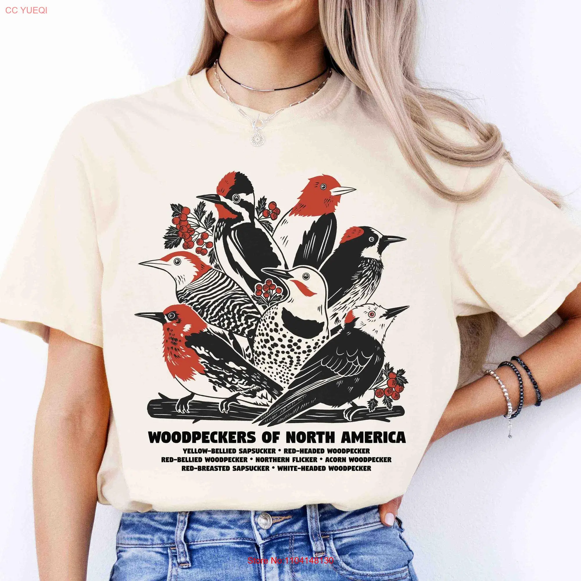 North American Woodpecker T Shirt Sapsucker Design Red Headed Northern Flicker Acorn Pecker Comfort Colors