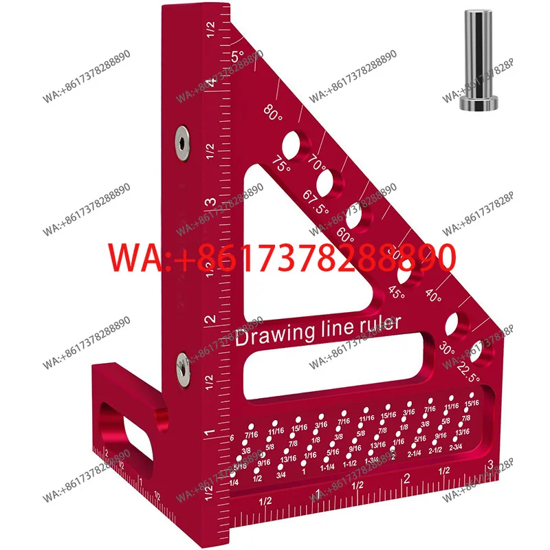 Upgraded 45 ° ruler 90 ° woodworking line scale 3D multi-functional ruler, triangle ruler, hole ruler