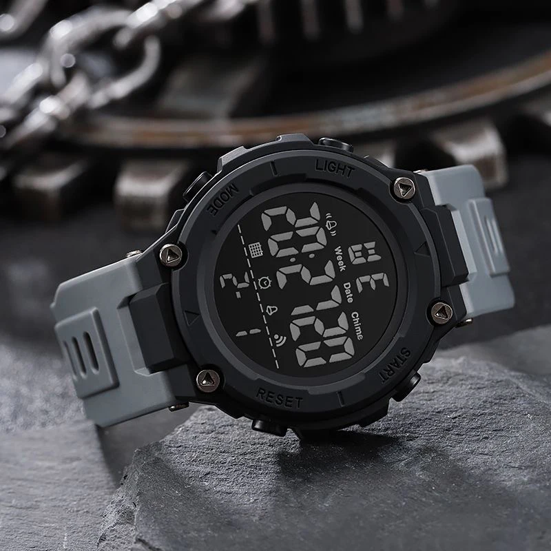 Sporty Digital Watch - Plastic Case & Band Electronic Movement with Alarm Night Light Lightweight Design Not Waterproof