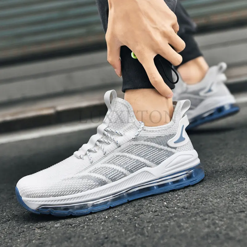 Adidasy do biegania Plus rozmiar 45 46 47 48 mężczyźni buty z poduszką powietrzną moda swobodna siateczka oddychająca wysokość wzrosła płaski obcas