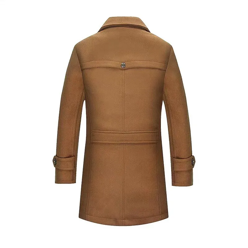 Cappotto di lana da uomo trench taglie forti con doppio colletto autunno inverno versione europea transfrontaliera con cerniera verticale