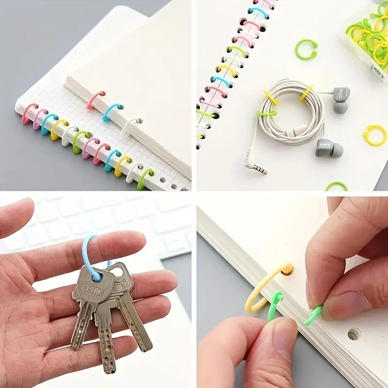 Anillos de carpeta de hojas sueltas simples, aros de plástico flexibles para libros, herramientas de encuadernación para álbum de fotos de papel, suministros escolares de oficina