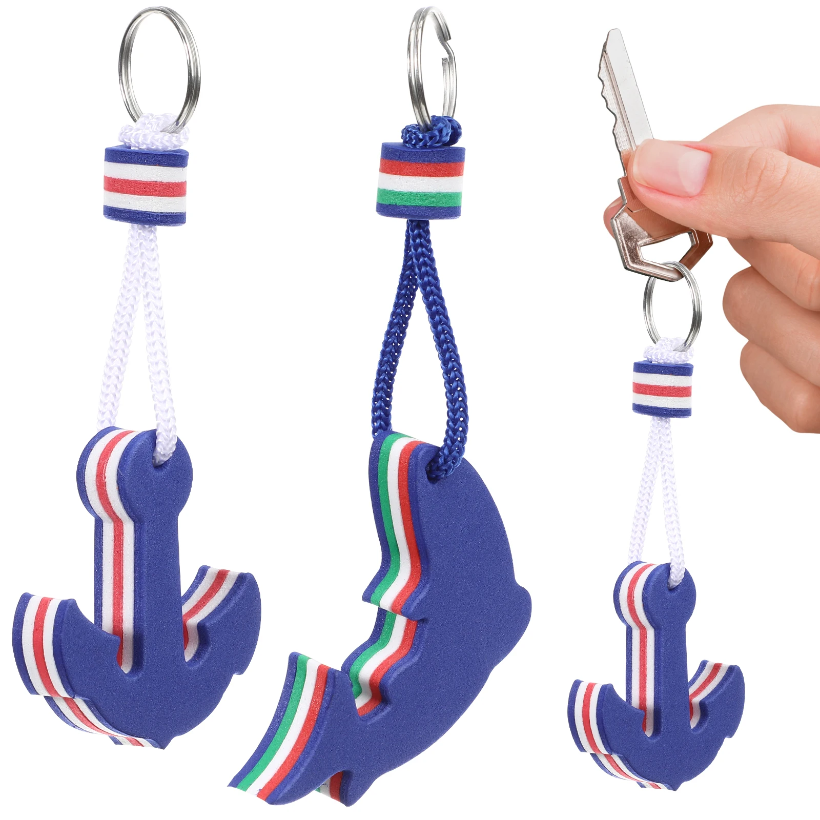 

2 Pcs Floating Anchor Shaped Ring Chain Rings Lightweight Floating Key Chain Portable Eva Key Ring for Water Sports