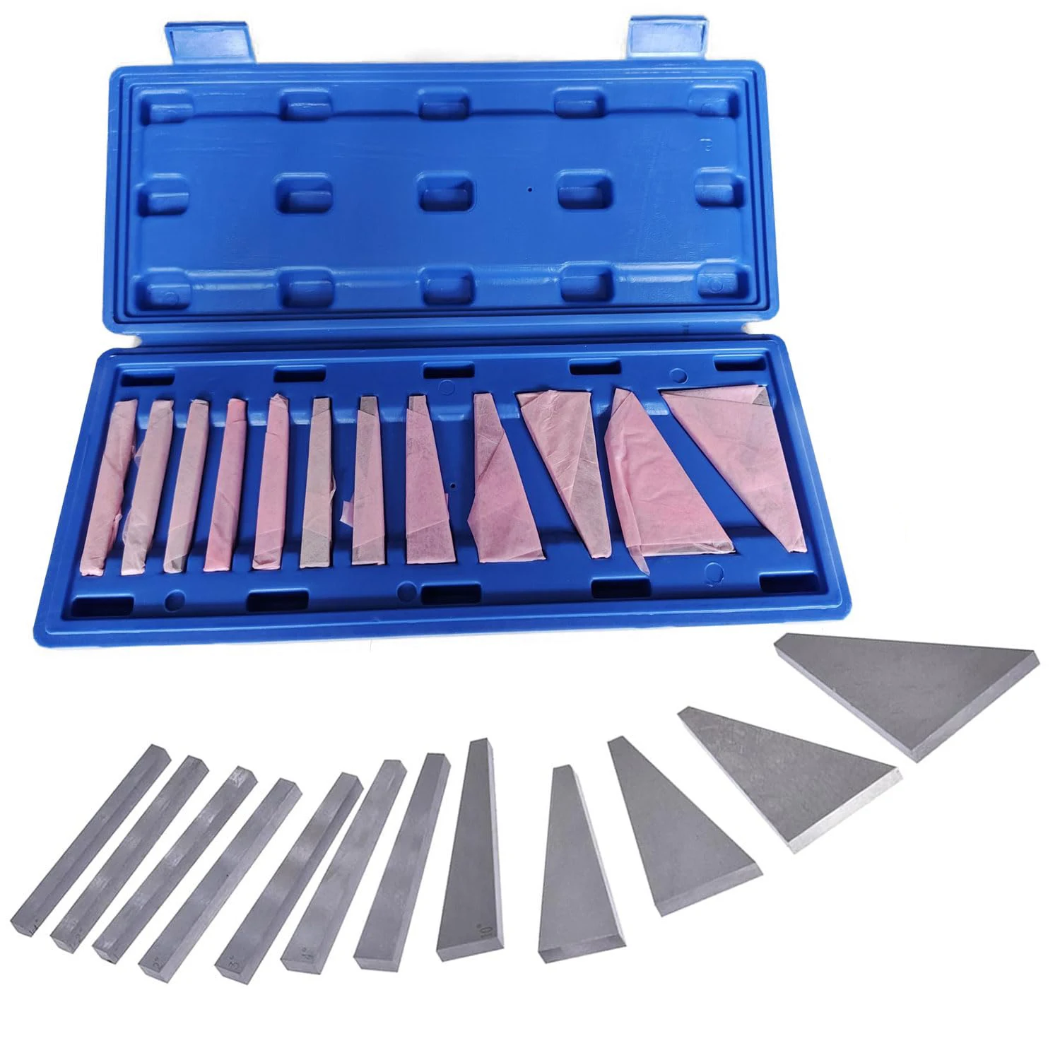 12Pcs Accuracy Angle Block Set Machinist Tool Angle Gauge Block 1/4°- 30°Lathes Milling Ground Gauge Angle Gage Inspection Block