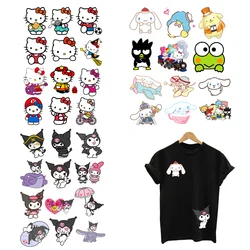 Hello Kitty Kuromi pegatinas termoadhesivas, transferencia térmica, parches para planchar, ropa para niños, 12 unidades por lote