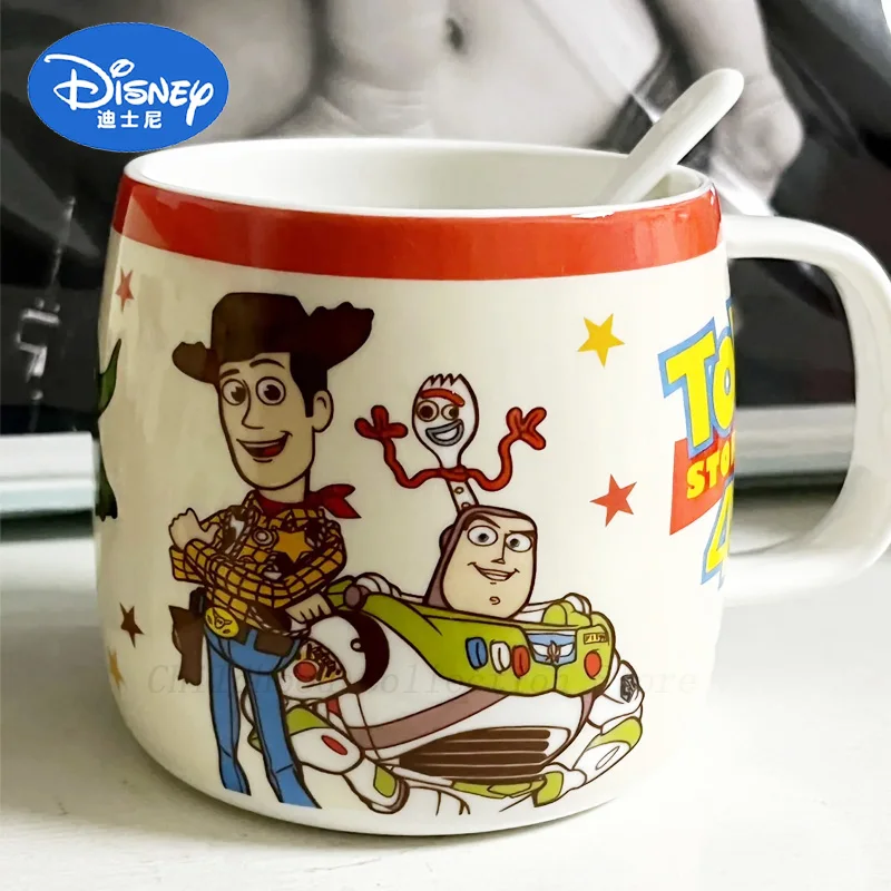 Kawaii Disney Toy Story Lotso Buzz lightyear Alien Rex Woody Slinky Dog Forky Action Figure Toys Ceramics Mug Cup Kids Gifts