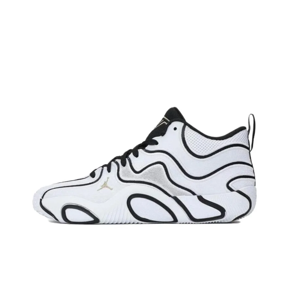 POIZON Jordan Tatum 3 Chaussures de basket-ball mi-hautes antidérapantes et résistantes à l'abrasion pour hommes Noir Blanc IB8150-100