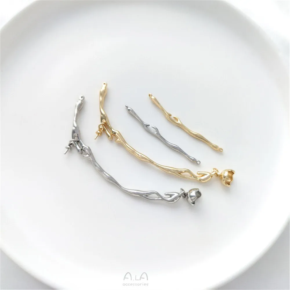 14K gold wrapped lava branch connection accessories handmade pearl necklace collarbone chain DIY jewelry material